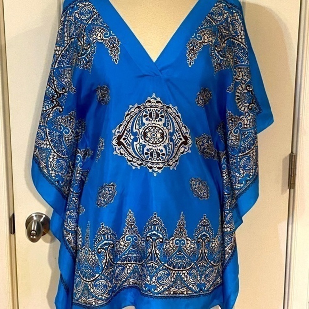 Newport News 100% Silk Swimsuit Cover-Up – Blue, Size Small, NWOT